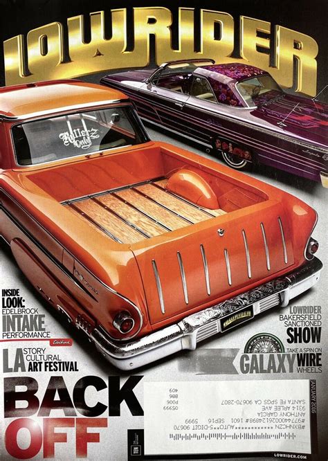 After several years, Lowrider Scene began a new clothing line, emphasizing in apparel that would appeal to everyone, including those individuals enjoyed cruising in these magnificent works of art called lowriders. . Lowrider magazine archive